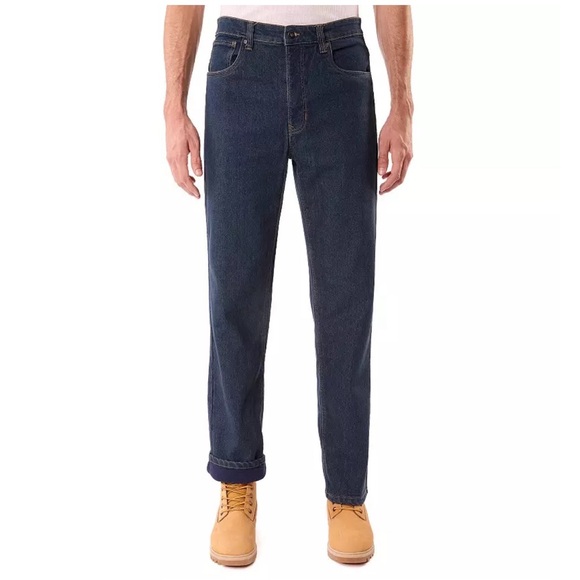 Men's Smith's Workwear Stretch Fleece Lined Dark Wash Denim Jeans | Sz 34 - Picture 1 of 16